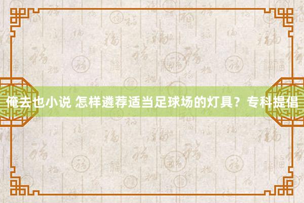 俺去也小说 怎样遴荐适当足球场的灯具？专科提倡