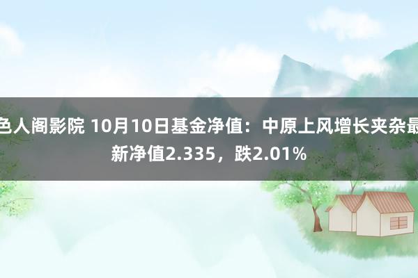 色人阁影院 10月10日基金净值：中原上风增长夹杂最新净值2.335，跌2.01%