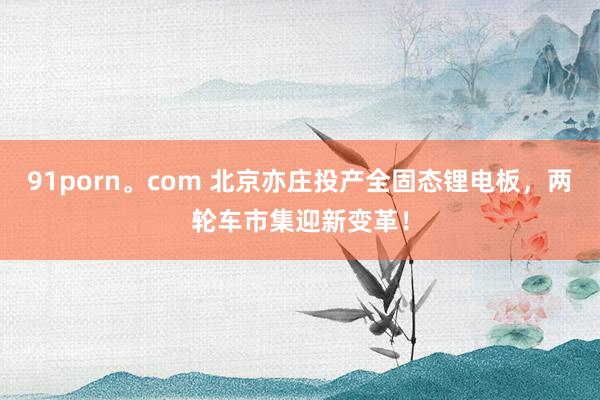 91porn。com 北京亦庄投产全固态锂电板，两轮车市集迎新变革！