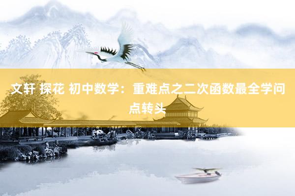 文轩 探花 初中数学：重难点之二次函数最全学问点转头