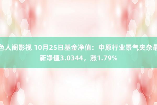 色人阁影视 10月25日基金净值：中原行业景气夹杂最新净值3.0344，涨1.79%