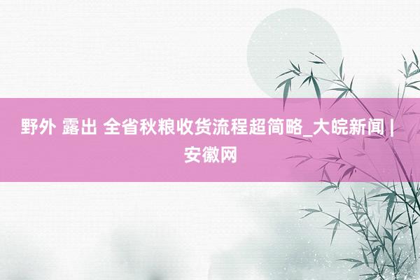 野外 露出 全省秋粮收货流程超简略_大皖新闻 | 安徽网