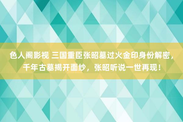 色人阁影视 三国重臣张昭墓过火金印身份解密，千年古墓揭开面纱，张昭听说一世再现！