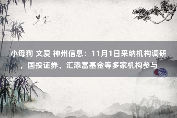 小母狗 文爱 神州信息：11月1日采纳机构调研，国投证券、汇添富基金等多家机构参与
