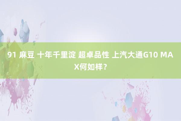 91 麻豆 十年千里淀 超卓品性 上汽大通G10 MAX何如样？