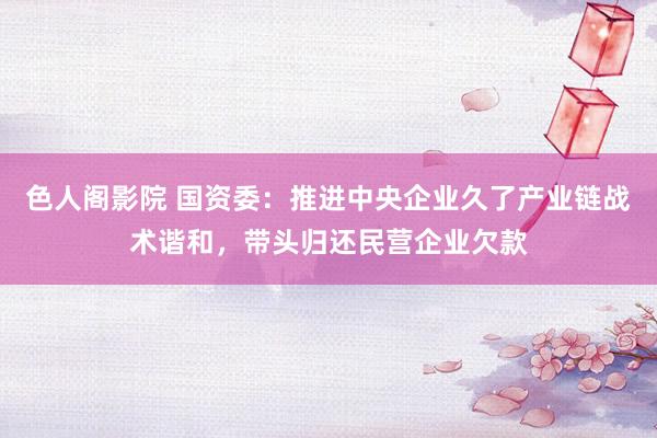 色人阁影院 国资委：推进中央企业久了产业链战术谐和，带头归还民营企业欠款