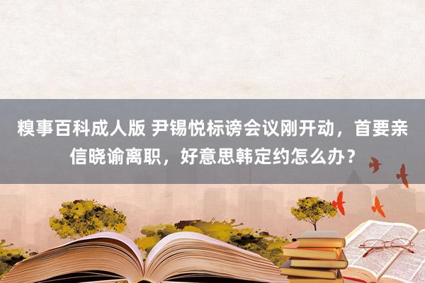糗事百科成人版 尹锡悦标谤会议刚开动，首要亲信晓谕离职，好意思韩定约怎么办？