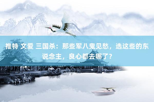 推特 文爱 三国杀：那些军八鬼见愁，选这些的东说念主，良心都去哪了？