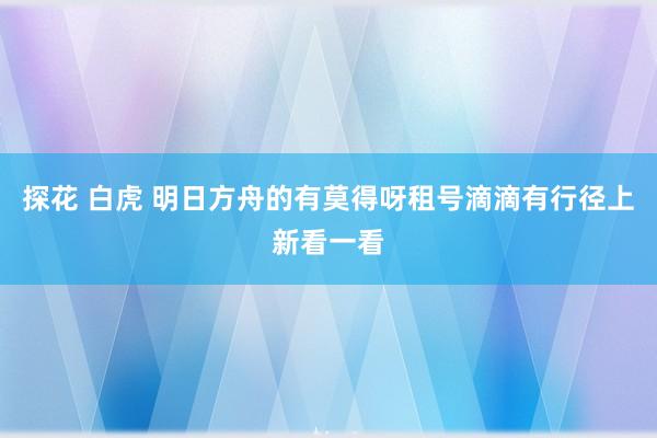 探花 白虎 明日方舟的有莫得呀租号滴滴有行径上新看一看