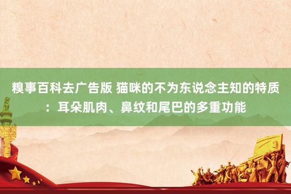 糗事百科去广告版 猫咪的不为东说念主知的特质：耳朵肌肉、鼻纹和尾巴的多重功能