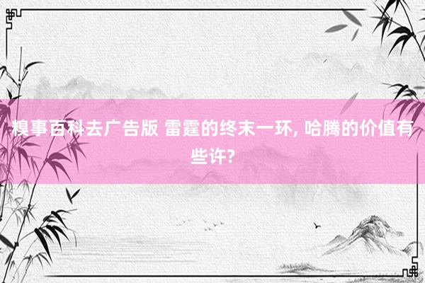 糗事百科去广告版 雷霆的终末一环, 哈腾的价值有些许?