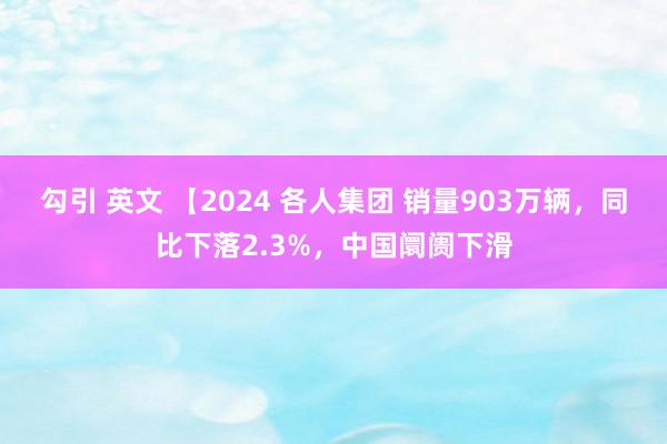 勾引 英文 【2024 各人集团 销量903万辆，同比下落2.3%，中国阛阓下滑