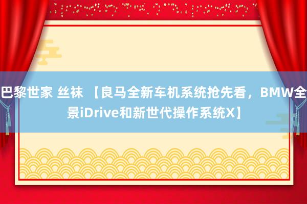 巴黎世家 丝袜 【良马全新车机系统抢先看，BMW全景iDrive和新世代操作系统X】