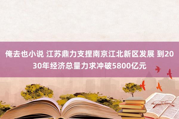 俺去也小说 江苏鼎力支捏南京江北新区发展 到2030年经济总量力求冲破5800亿元