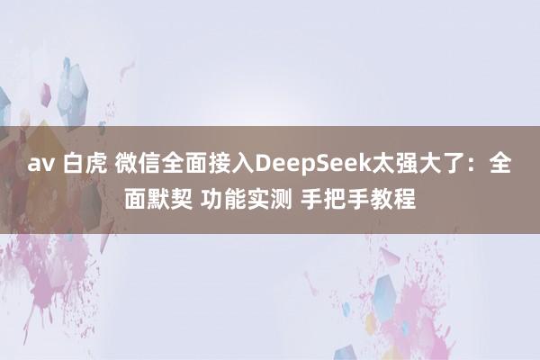 av 白虎 微信全面接入DeepSeek太强大了：全面默契 功能实测 手把手教程